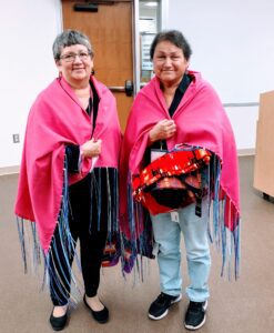 Clairice and Twila in Pink Shawls