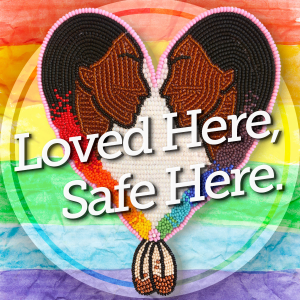 Loved here, safe here sticker